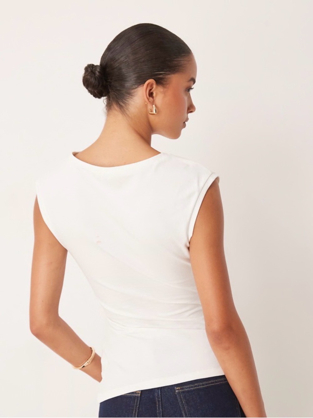 ASOS White Ruched Sleeveless Tank Top - Picture 2 of 8